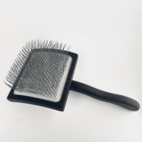 EVERSHARP Brosse démêlante professionnelle classique simple en caoutchouc à picots longs noirs, grande taille, facile à utiliser pour chats et chiens