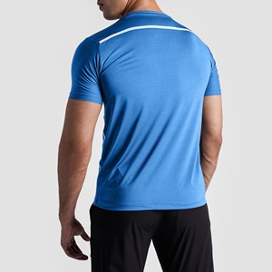Camiseta Deportiva de Punto para Hombre, Azul, Manga Corta, Cuello Redondo, Corte Ajustado, Secado Rápido, Largo Regular, Color Sólido - Product Image 2