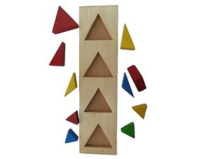 Juguete Educativo Montessori de Madera, Tablero de Clasificación de Formas Geométricas, Triángulos Apilables para Niños - Product Image 3