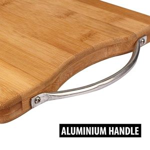 Tabla de Cortar de Bambú Premium con Mango de Acero Inoxidable, Tabla de Cocina para Preparar Alimentos - Product Image 3