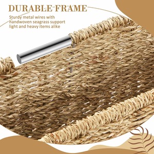 Seagrass Hanging File <b>Box</b> <b>Collapsible</b> Portable Filing Basket Handmade <b>Storage</b> Basket Wholesale eco-friendly Made in Viet Nam - Product Image 6