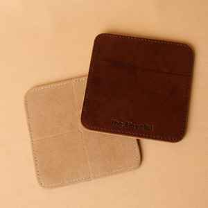 Posavasos cuadrados de cuero marrón, juego de 4 con borde cosido, Hogar y Jardín>Vajilla, Juego de café y vino>Mesa - Product Image 5