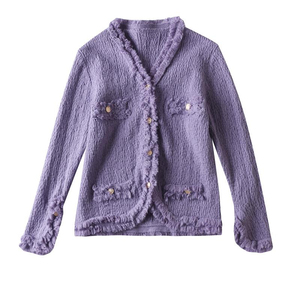 Fabricante Mayorista de Suéteres Triveers para Mujer, Cárdigan de Manga Larga con Volantes, Color Sólido, Estilo Clásico, Largo Completo, Anti-Pilling - Product Image 1