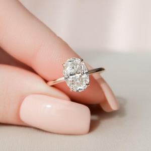 Fine Jewelry Luxury 9k Yellow Gold IGI Certificate Lab Grown Diamond 3ct Oval Cut Engagement <b>Solitaire</b> Wedding <b>Ring</b> - Product Image 4