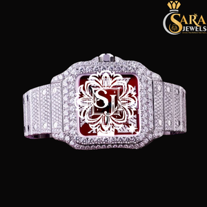 Édition limitée de luxe mode Moissanite diamant montre ton blanc grande moitié entièrement brillant en acier inoxydable nouveauté charme - Product Image 4
