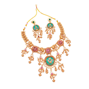 Designer <b>Gold</b>-Plated Pota Stone & Pearl Necklace <b>Set</b> for Women Traditional Fashion Jewelry-10575286PGR - Product Image 2