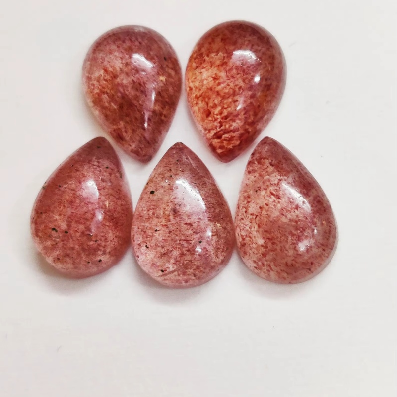 AAA Natural Strawberry Quartz Cabochon Pear