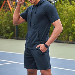 Men’s Cotton Hoodie Shorts <b>Set</b> Lightweight Breathable Summer Outfit Casual Streetwear Gym Fitness Daily Wear Clothing - Product Image 2