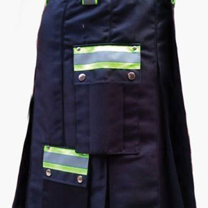 Kilt de pompier noir réfléchissant pour hommes, nouveau design, poches cargo, OEM ODM, best-seller - Product Image 5