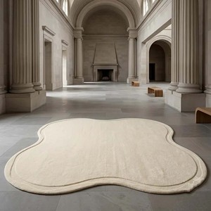 Tapis moderne en forme de nuage irrégulier, doux et moelleux, couleur crème, minimaliste, pour salon, chambre, chambre d'enfant, décoration intérieure - Product Image 2