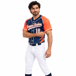 Camiseta de Béisbol Unisex con Botones, Cuello en V, Manga Corta, 100% Poliéster, Nombre y Número Personalizados, Logotipo, Absorbe la Humedad, Transpirable, para Equipo - Product Image 1