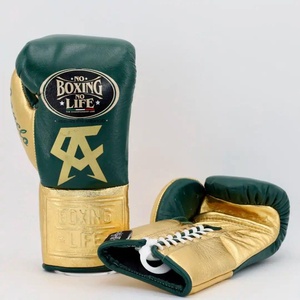 No Boxing No Life Guantes de Boxeo Profesionales con Cordones de Cuero Vacuno de Primera Calidad, Forro de Malla Transpirable para Dedos Completos, Gruesos de 4 Capas - Product Image 1
