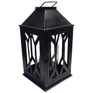 Lanterne en fer noir avec bougeoir décoratif votif en verre lanterne suspendue pour extérieur intérieur maison jardin éclairage décor - Product Image 1