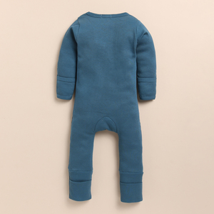 Mameluco de mezclilla orgánico con cremallera de costilla Premium certificado GOTS Hecho de algodón orgánico 97% y 3% elastano - Product Image 3