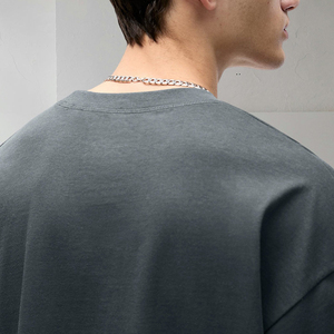 T-shirt streetwear personnalisé à manches courtes, coupe décontractée à épaules tombantes, respirant, en coton épais et chaud, col montant - Product Image 6