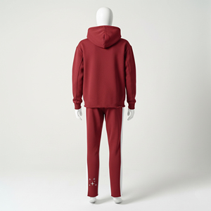 Custom Red Tracksuit Men Y2K Streetwear Graphic Hoodie and <b>Joggers</b> Set <b>White</b> Side Stripe Heavyweight Fleece Cotton Sweatpants - Product Image 4