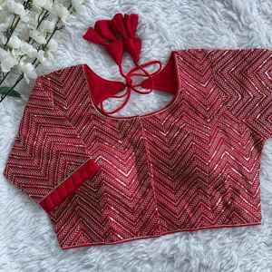 ผ้าไหมสไตล์มิลานปักลายพร้อมใส่เสื้อสีแดง - Product Image 1