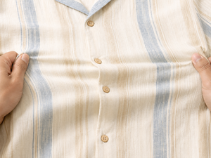 Camisa Hawaiana a Rayas para Mujer, Manga Corta, con Botones, Informal, para Vacaciones, Ligera, para la Playa, Verano, OEM, ODM - Product Image 4