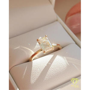 Elegant VVS Moissanite Diamond <b>Ring</b> 925 Sterling <b>Silver</b> Emerald Cut <b>Solitaire</b> Engagement <b>Ring</b> Luxury Fine Jewelry For Women Gift - Product Image 5