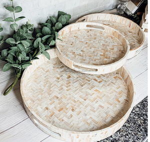 Ensemble de 3 plateaux décoratifs MOP de haute qualité le plus vendu en Inde plateau de service rond pour la décoration de la maison - Product Image 2