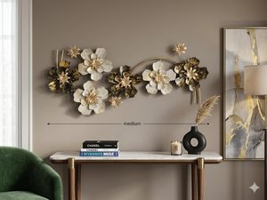 3D Metal <b>Flower</b> <b>Wall</b> Art Gold and Black Iron Modern Contemporary Botanical Theme Matte with Antique Gold Finish Indoor Wal - Product Image 6