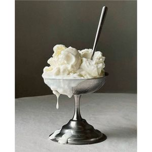 Coupelle à glace moderne en métal, bol à dessert argenté sur pied, empilable, en acier inoxydable, pour sorbet, gelato, sundae, pour restaurant et buffet - Product Image 4