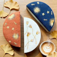 Boîte à dattes personnalisée en lin fait main de qualité supérieure, en forme de demi-lune, pour l'Aïd, le Ramadan, les mariages, avec logo brodé personnalisé, ART INDIAIS EXOTIQUE