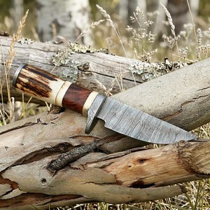 Custom Hand Forged Damascus Steel Fixed Blade Hunting <b>Knife</b> Industrial Grade Clip Point Natural Stag Horn <b>Handle</b> OEM ODM <b>Knife</b> - Product Image 6