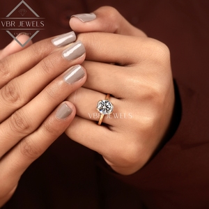 Anillo Solitario de Diamante Cultivado en Laboratorio de Lujo, Oro Amarillo de 14K, Bisel, Anillo de Compromiso, Boda, Joyería Nupcial, Regalo, Joyería Fina para Mujer, IGI - Product Image 6
