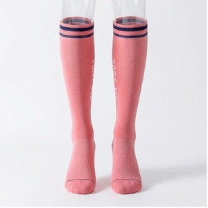 Pink <b>Knee</b> <b>High</b> <b>Socks</b> Solid Color Breathable Spandex Polyester Yoga <b>Socks</b> for Adults Spring Season - Product Image 1