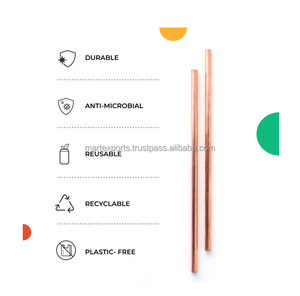 Pajitas de cobre de lujo ecológicas sostenibles para batidos, zumos, cócteles - Product Image 1