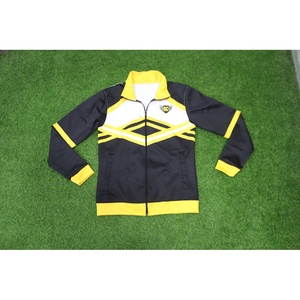 Ensemble de survêtement sportif noir et jaune personnalisé, sweat à capuche et pantalon d'entraînement entièrement zippés - Product Image 5