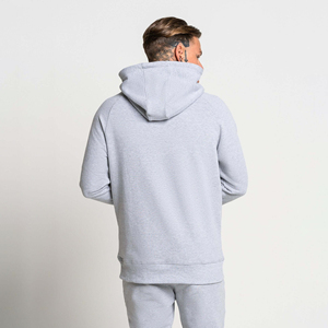 Men's <b>Grey</b> Hooded <b>Sweatshirt</b> Regular Fit Cotton French Terry Casual Autumn Pullover with Pocket and Drawstring - Product Image 3