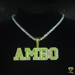 Custom " Grace " Letter Pendant Necklace <b>Iced</b> <b>Out</b> Lab Grown Diamond Hip Hop Tennis <b>Chain</b> Jewelry - Product Image 4