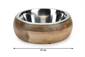 ArtisanVibe Solid Wood <b>Dog</b> Food <b>Bowl</b> <b>Set</b> Stainless Steel Feeding Dish Handmade Raised Pet <b>Bowl</b> for Other Activities - Product Image 2