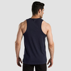 Men's <b>Navy</b> Blue O-Neck Sporty Tank <b>Top</b> Polyester/Cotton Breathable Quick Dry Eco-Friendly Anti-shrink - Product Image 4