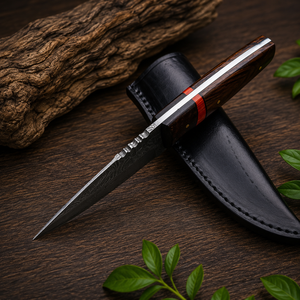 Couteau de survie extérieur THEWIZ CRAFTS en acier Damas fait main, lame fixe à pointe clip, 15 pouces, avec étui en cuir, pour la chasse, garantie 3 ans - Product Image 4