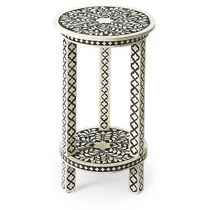 Contemporary Bone Inlay Side Table With Premium Decorative Finish And Handcrafted Wooden Structure - Product Image 5