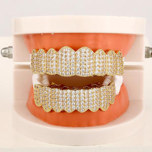 Dentaduras Postizas de Diamantes Ecológicas, Chapadas en Oro, Tono Plateado, Estilo Hip Hop, Joyería Bucal Unisex, Moda, Mejor Precio - Product Image 1