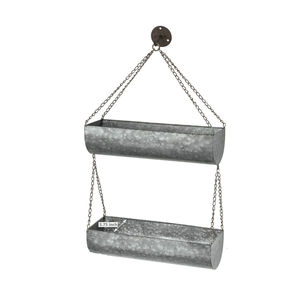 Ensemble de 2 jardinières suspendues en métal galvanisé, rectangulaires, pour intérieur et extérieur, avec chaînes, pour la décoration du jardin et du balcon - Product Image 3