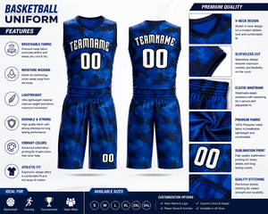 Ensemble Maillot et Short de Basketball Personnalisé Camouflage Bleu pour Homme – Tenue de Sport Respirante en Polyester pour Équipe Adulte - Product Image 5