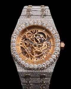 Montre de luxe ETA entièrement sertie de diamants Moissanite VVS - Bijoux Hip-hop - Autres bijoux - Cadran et boîtier en cristal de saphir ancien - Product Image 1