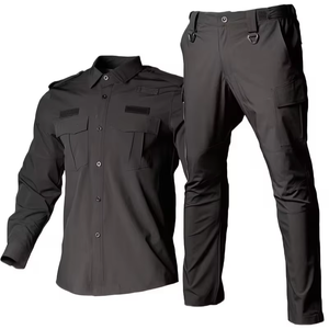 Black Cotton Quick-Dry Training Suit Long Sleeve Coat Security Guard Uniform Multi-Pocket Summer Duty Breathable Bangladesh - Product Image 1