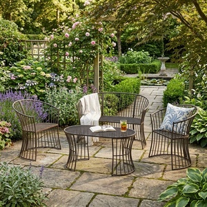 KHP Vietnam Wrought Iron Mediterranean Design Eco-Friendly Patio Furniture <b>Set</b> Heavy Duty Metal Garden <b>Table</b> <b>Chairs</b> Wholesale - Product Image 4