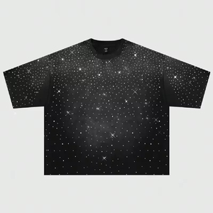 Trendy USA Rhinestone <b>T</b> Shirt Men Sparkle Bling Luxury Cotton Shirt Stylish Casual Streetwear Front <b>Back</b> Design - Product Image 3