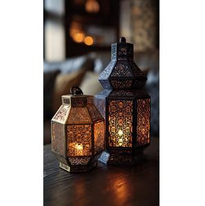 Admirable Design Modern Hanging Tabletop Christmas Home Decoration Red Iron Lantern <b>Candle</b> Holder Eco-Friendly Indoor Outdoor - Product Image 2