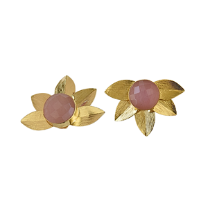 Pink Floral Studs in Brass Fashion <b>Earrings</b> Jewelry Suppliers Gold plated Custom <b>Earring</b> - Product Image 2