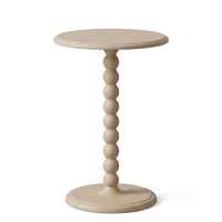 Table d'appoint ronde pour café et thé avec base sculpturale en bobine perlée, finition noir mat, table d'appoint noire KD