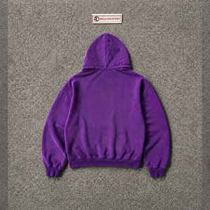 Sudadera Premium Morada para Hombre, Estilo Desgastado, con Gráfico de Cruz, Felpa Gruesa, Estilo Urbano, Informal, para el Campus - Product Image 6