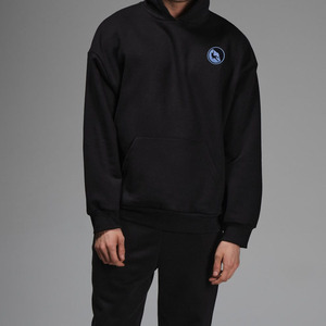 Ensemble de survêtement pour homme, noir, à capuche, long, 100% coton, sweat-shirt et pantalon décontractés avec logo sur le devant - Product Image 3